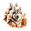 (2 Pack) Husky Dog Magnets - Autumn Fall Leaves Decor - Woodland Animal Art for Refrigerator - 5 Inches On Longest Side - Thick Durable Magnet - Made in USA - MAG26023