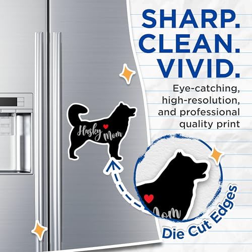 (2 Packs) Husky Mom Magnets - Husky Dog Breed Magnets - 5 Inches On Longest Side - Premium Magnet - for Fridges, Toolboxes, Cars - Made in USA - MAG2481