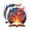 (2 Pack) Imagination Book Magnets - Whimsical Reader Decor - Storytelling Fridge Art - Celestial Inspiration - 5 Inches On Longest Side - Thick Durable Magnet - Made in USA - MAG39748