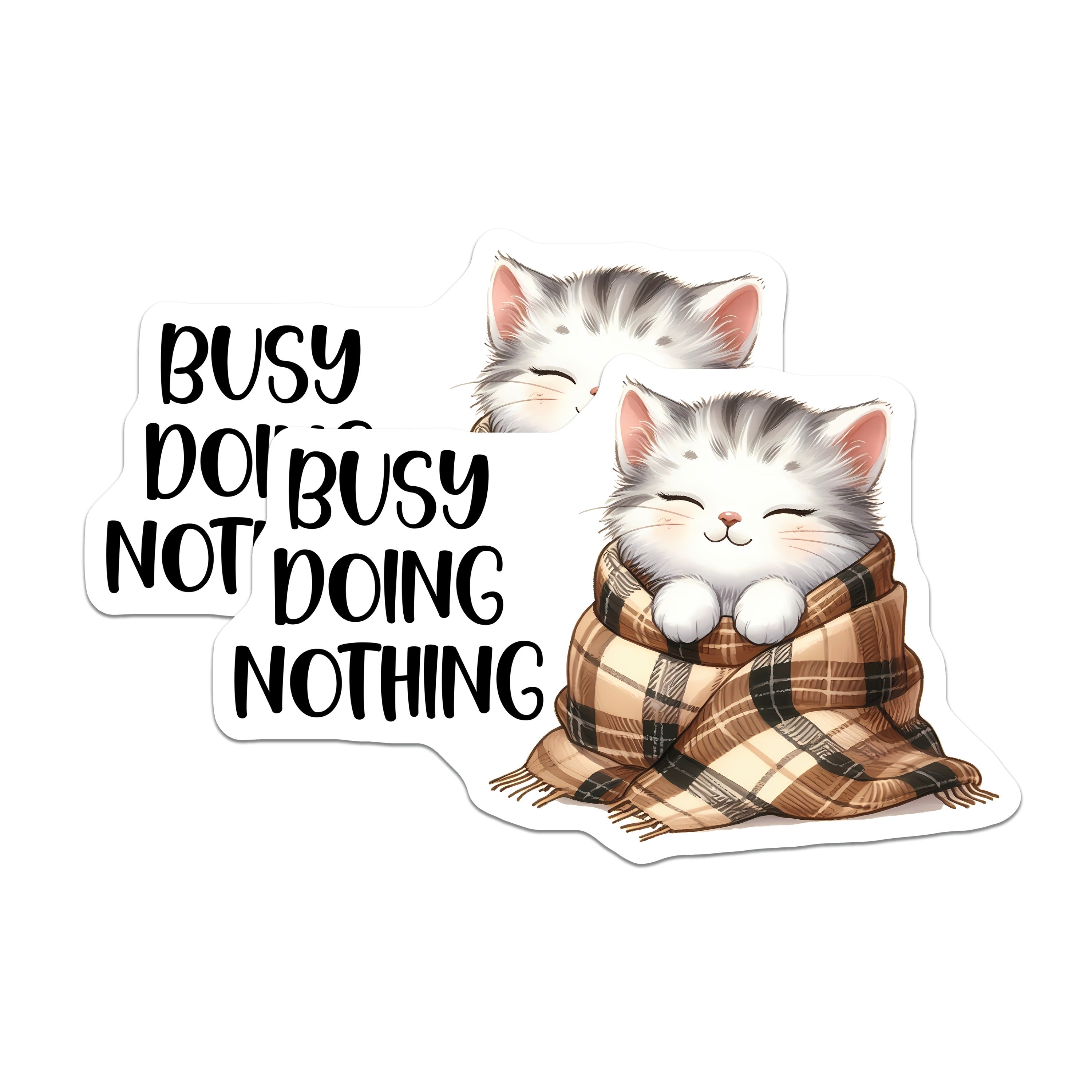 (2 Pack) Busy Doing Nothing Magnets - Cute Kitten - Cozy Introvert - Cat Lover Fridge Decor - Homebody Humor Accent - 5 Inches On Longest Side - Thick Durable Magnet - Made in USA - MAG38601
