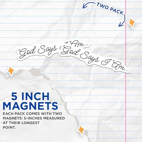 (2 Pack) God Says I Am Magnets - Inspirational Faith Quotes - Positive Affirmation Decor - 5" On Longest Side - for Cars, Fridges, Toolboxes - Made in USA - MAG7186
