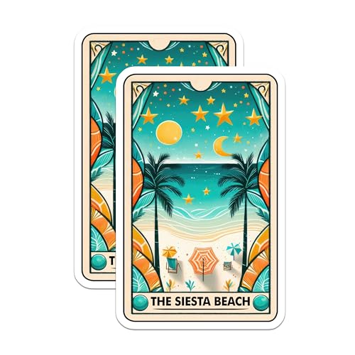 (2 Pack) Beach Scene Magnet - Tropical Vacation - Coastal Decor - 5" On Longest Side - Sticks to Smooth Flat Surfaces - Made in USA - MAG10321