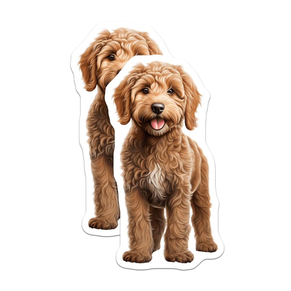 (2 Pack) Goldendoodle Puppy Magnets - Dog Lover Decor - Pet Owner Kitchen Accessories - 5 Inches On Longest Side - Thick Durable Magnet - Made in USA - MAG29235