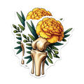 (2 Pack) Marigold Knee Bone Magnets - Anatomical Flower Art - Orthopedic Science Decor - 5 Inches On Longest Side - Thick Durable Magnet - Made in USA - MAG19876