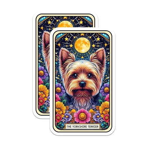 (2 Pack) Yorkshire Terrier Stickers - Dog Lover Gift Stickers - Cute Pet Stickers for Water Bottles Laptops - 5" On Longest Side - Sticks to Smooth Flat Surfaces - Made in USA - BMCS5573