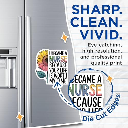(2 Pack) Nurse Life Worth My Time Magnets - Colorful Sunflower Design - Inspirational Nurse Quote - 5" On Longest Side - for Cars, Fridges, Toolboxes - Made in USA - MAG7107