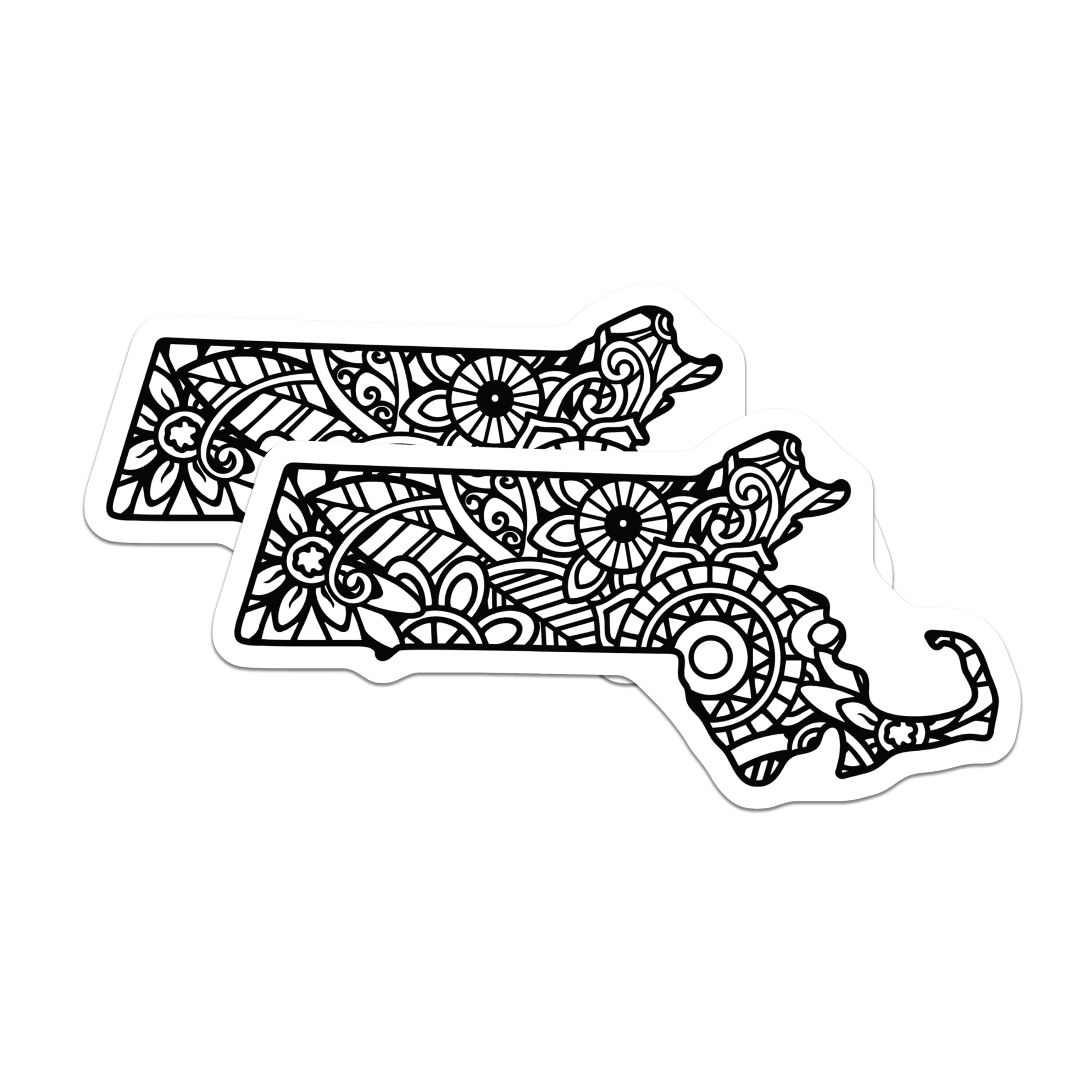 (2 Pack) Massachusetts State Magnets - Mandala Art - Geography Decor - 5" On Longest Side - Premium Magnet - for Cars, Refrigerators, Toolboxes, Lockers - Made in USA - MAG17534
