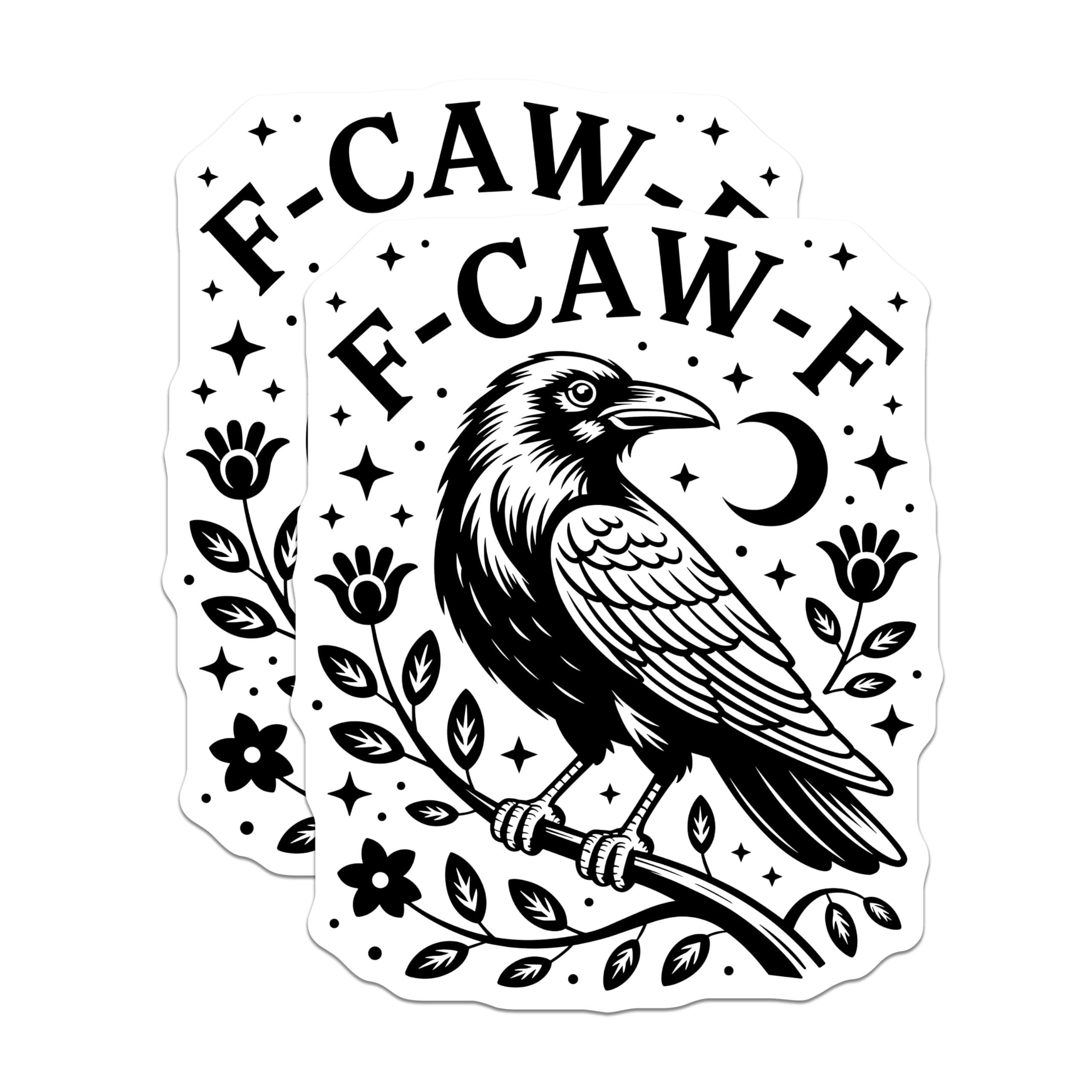 (2 Pack) Raven Magnets - F-CAW-F Crow Decor - Bird Refrigerator Magnet - 5" On Longest Side - Premium Magnet - for Cars, Refrigerators, Toolboxes, Lockers - Made in USA - MAG15351