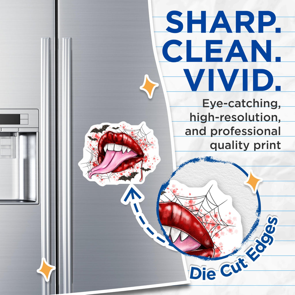 (2 Pack) Vampire Lips Magnets - Gothic Halloween Decor - Spooky Fridge Locker Accessories - Alternative Refrigerator Art - 5 Inches On Longest Side - Thick Durable Magnet - Made in USA - MAG30241