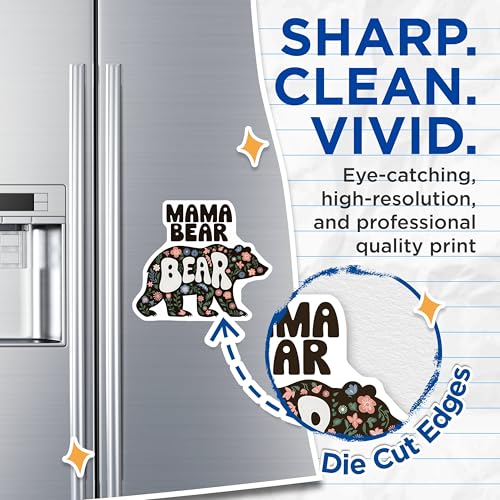 (2 Pack) Mama Bear Magnets - Bear Magnets - Floral Bear Design Magnets - Cute Animal Magnets - 5" On Longest Side - for Cars, Fridges, Toolboxes - Made in USA - MAG3912