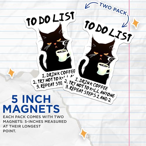 (2 Pack) to Do List Magnets - Office Humor - Work Desk Decor - 5" On Longest Side - for Cars, Fridges, Toolboxes - Made in USA - MAG7829