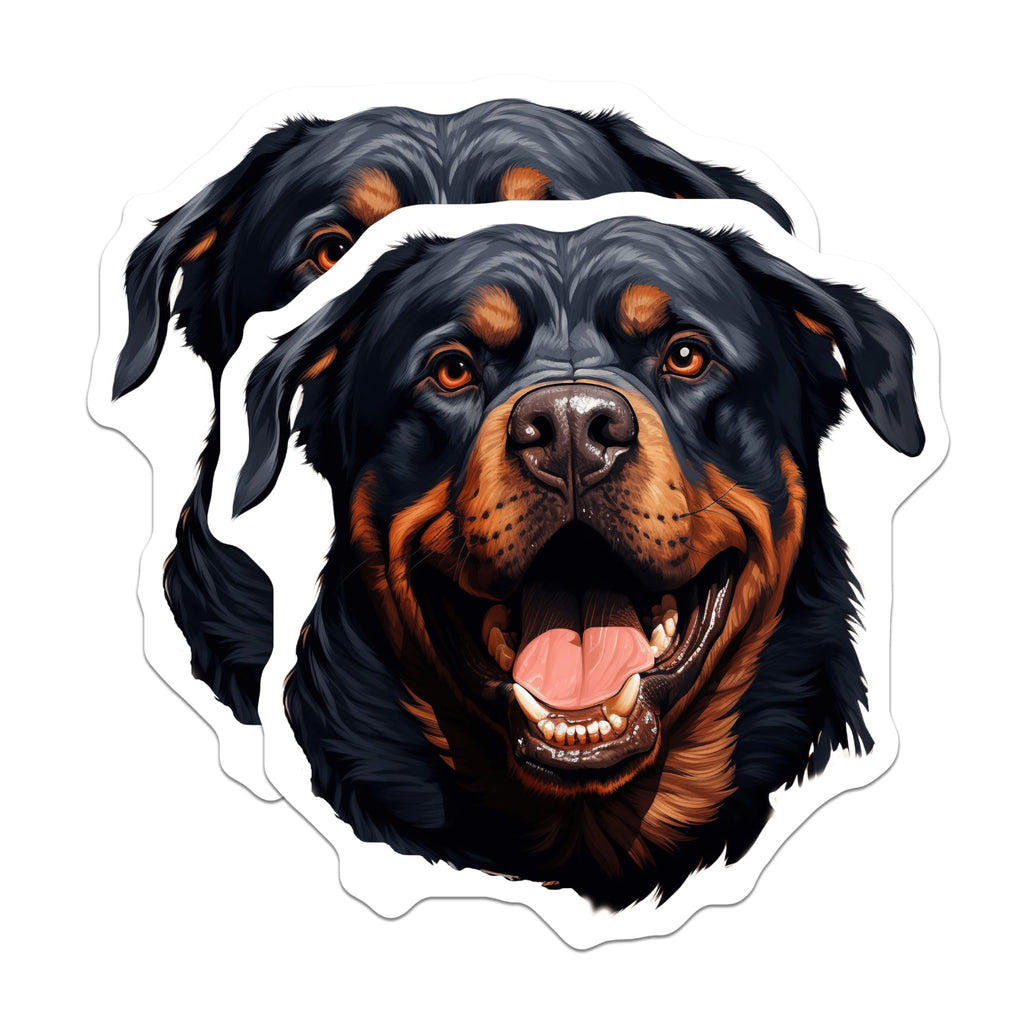 (2 Pack) Happy Rottweiler Magnets - Smiling Dog Portrait - Rottie Owner Appreciation - Pet Lover Decor - 5 Inches On Longest Side - Thick Durable Magnet - Made in USA - MAG28741