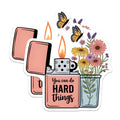 (2 Pack) You Can Do Hard Things Magnets - Motivational Floral Butterfly - Affirmation Fridge Decor - 5 Inches On Longest Side - Thick Durable Magnet - Made in USA - MAG36307