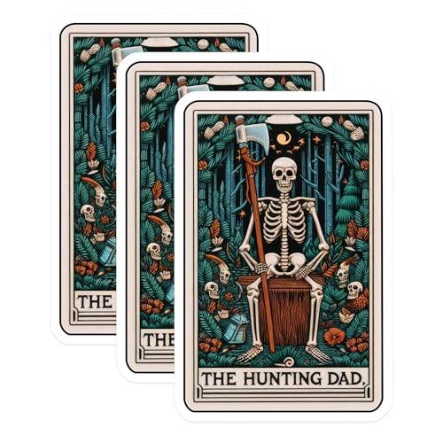 (3 Pack) Hunting Dad Decals - Skeleton Art - Forest Scene Decal - 3 Inches On Longest Side - Easy Peel & Apply - Made in USA - 3MCS4209