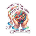 (2 Pack) Protect The Coral Stickers - Save The Reef - Ocean Conservation - 5" On Longest Side - Sticks to Smooth Flat Surfaces - Made in USA - BMCS7965