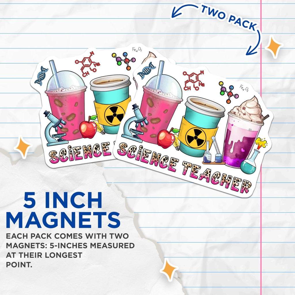 (2 Pack) Science Teacher Magnets - 5" On Longest Side - for Cars, Fridges, Toolboxes - Made in USA - MAG7837