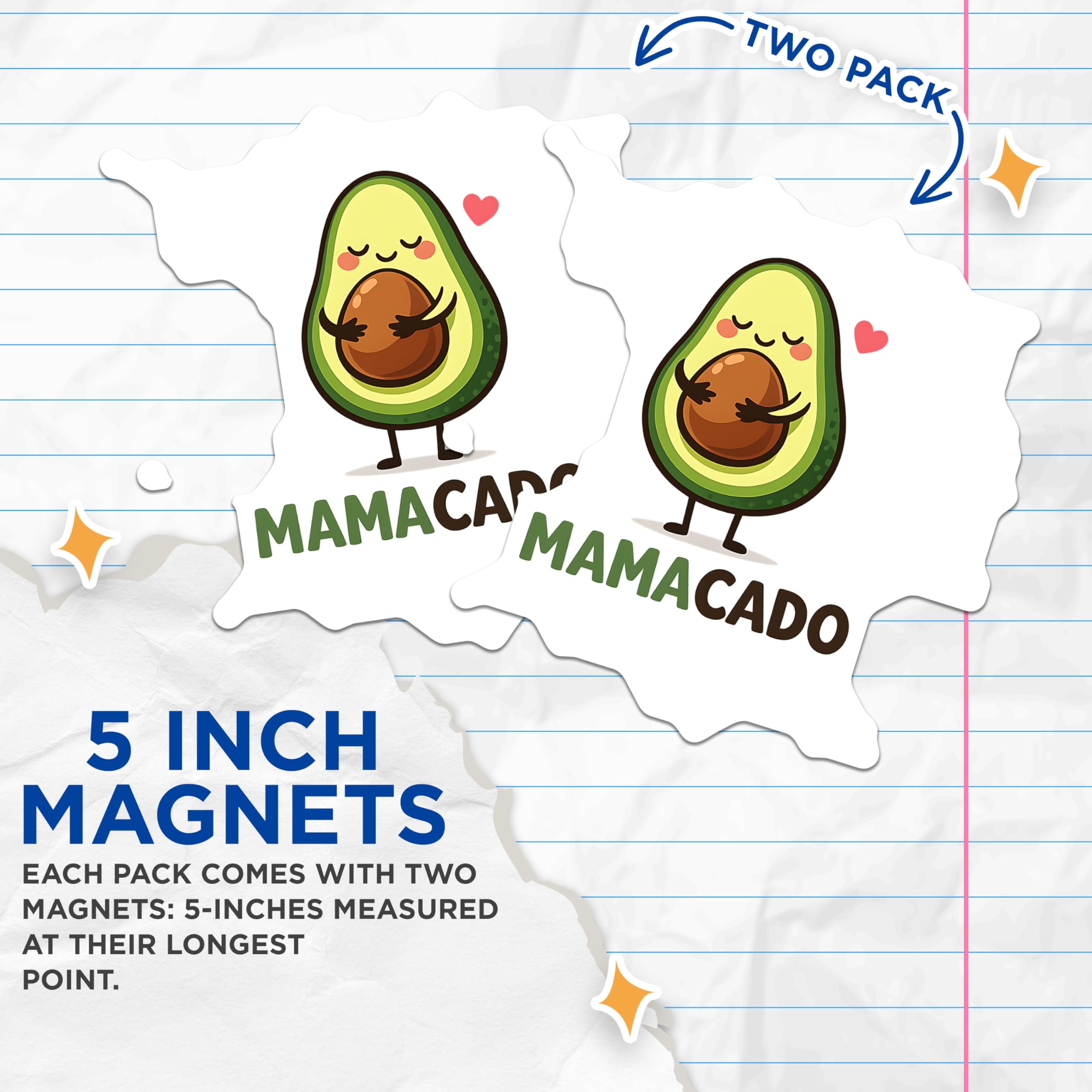 (2 Pack) Mamacado Magnets - Cute Avocado Mom Decor - Mother's Day Kitchen Refrigerator Art - New Mom - 5 Inches On Longest Side - Thick Durable Magnet - Made in USA - MAG21938