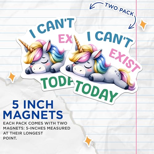 (2 Pack) Cute Unicorn Magnets - Motivational Unicorn Quotes Magnets - Fun Animal Magnet for Fridge Decor - 5" On Longest Side - for Cars, Refrigerators, Toolboxes, Lockers - Made in USA BMCS3336