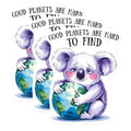 (3 Pack) Koala Planet Decals - Good Planets - Earth Hugging - 3 Inches On Longest Side - Easy Peel & Apply - Made in USA - 3MCS7211