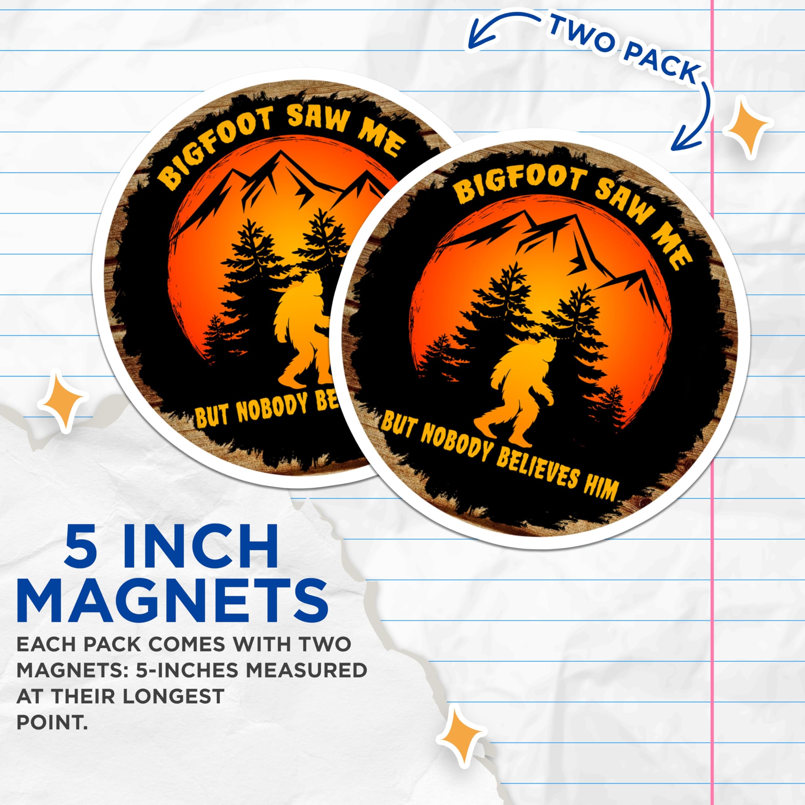 (2 Pack) Bigfoot Saw Me Magnets - Sasquatch Humor Decor - Cryptid Lover Fridge Magnet - 5 Inches On Longest Side - Thick Durable Magnet - Made in USA - MAG28721