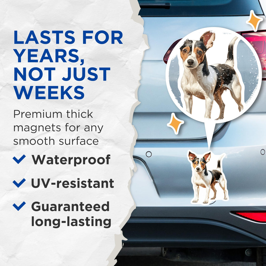 (2 Pack) Rat Terrier Dog Magnets - Small Dog Art Decor - Pet Lover Refrigerator Magnets - 5 Inches On Longest Side - Thick Durable Magnet - Made in USA - MAG25355