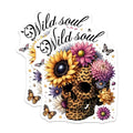 (2 Pack) Wild Soul Skull Stickers - Floral Skull Art - Flower Design - 5" On Longest Side - Sticks to Smooth Flat Surfaces - Made in USA - BMCS7378