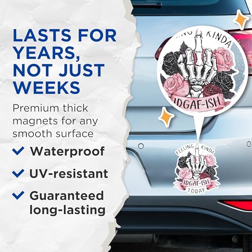 (2 Packs) Feeling Kinda IDGAF-Ish Today Magnets - Funny Sarcastic Sassy Magnets - 5 Inches On Longest Side - Premium Magnet - for Fridges, Toolboxes, Cars - Made in USA - MAG2468