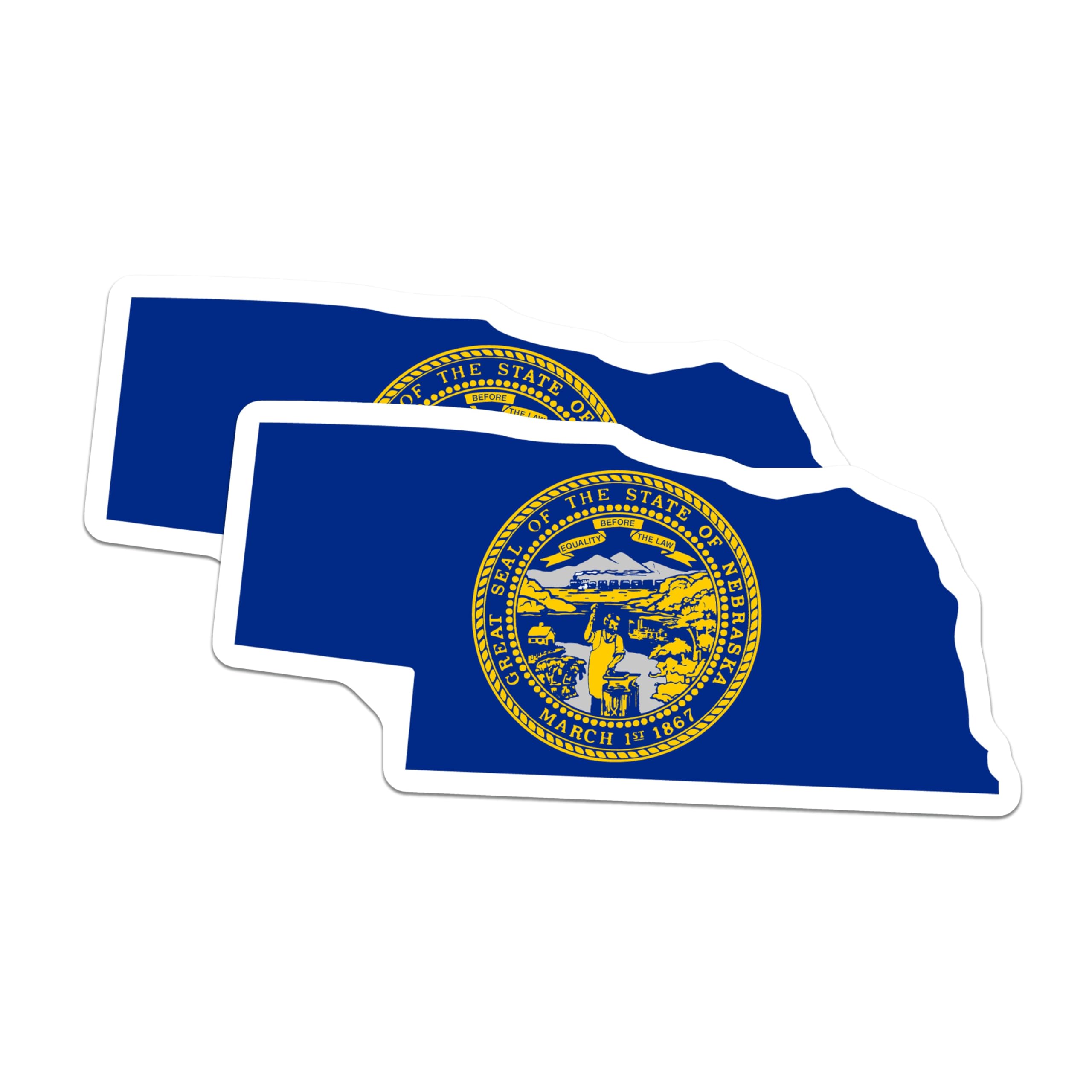 (2 Pack) Nebraska State Flag Magnets - Cornhusker State Seal Refrigerator Decor - Patriotic American State Souvenir - 5 Inches On Longest Side - Thick Durable Magnet - Made in USA - MAG20902