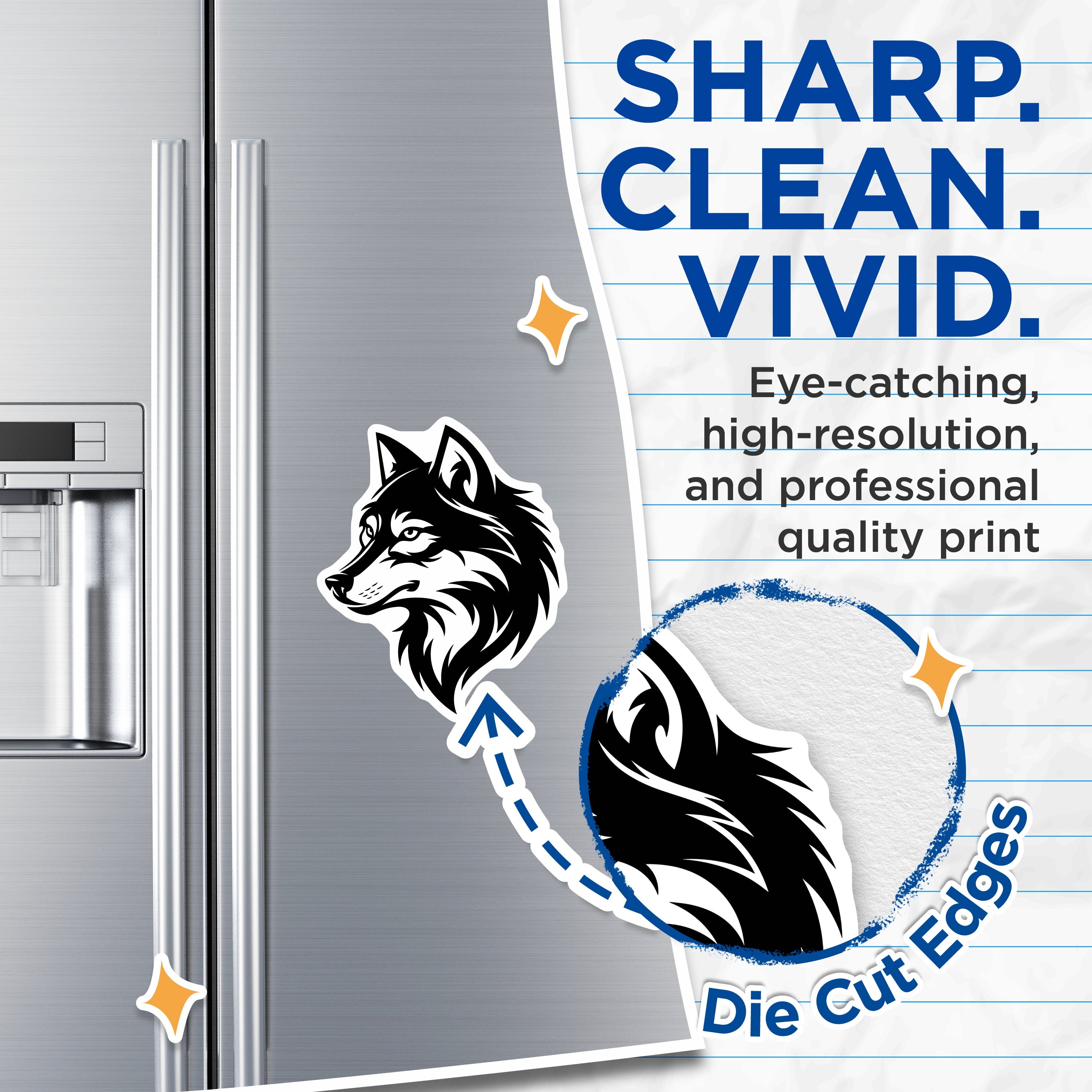 (2 Pack) Tribal Wolf Head Magnets - Wild Animal Fridge Art - Nature Lover Locker Decor - Outdoorsman Display - Teen Room Accent - 5" - Durable Magnet - Made in USA - MAG38421