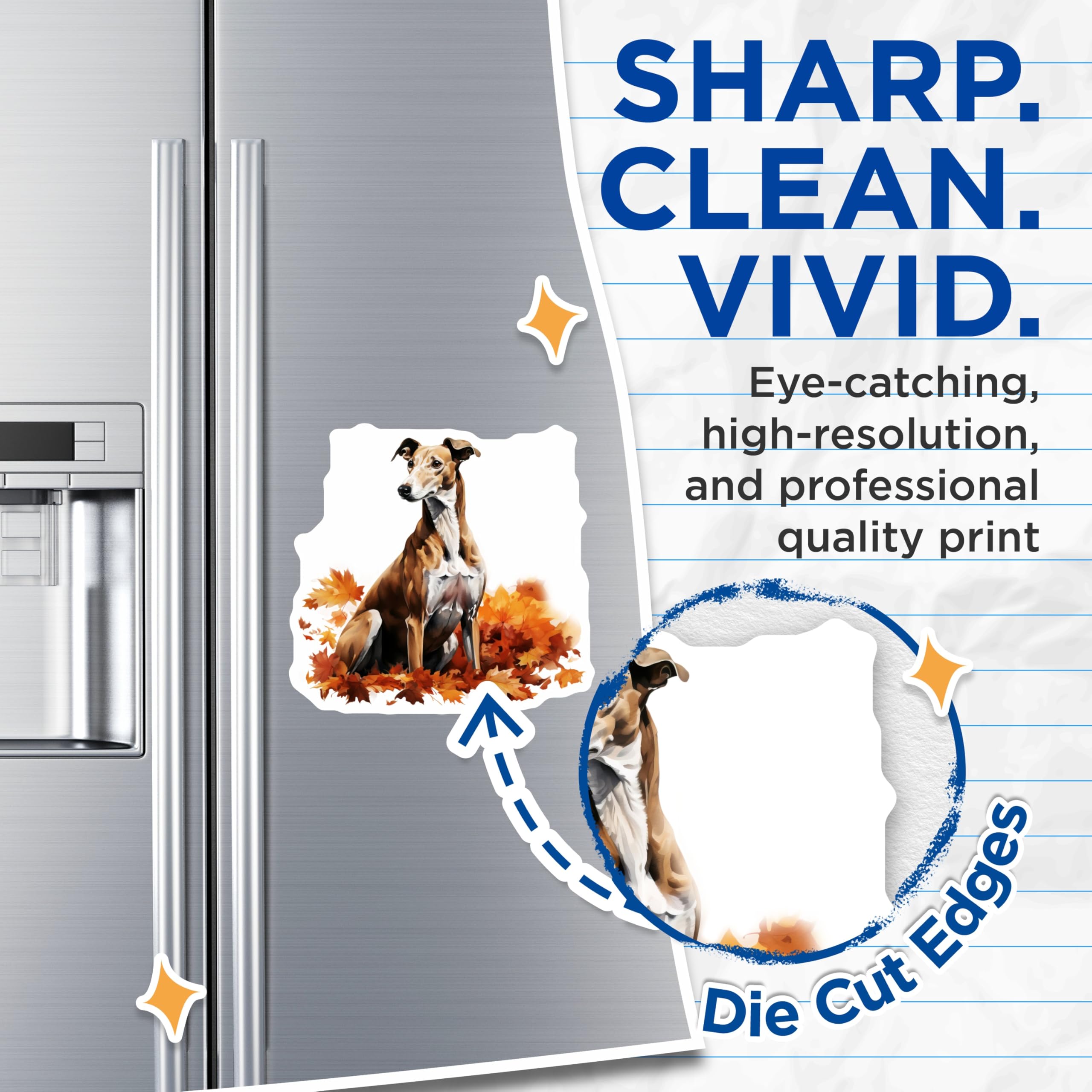 (2 Pack) Greyhound Dog Magnets - Autumn Fall Decor - Sighthound Pet Art - 5 Inches On Longest Side - Thick Durable Magnet - Made in USA - MAG26516
