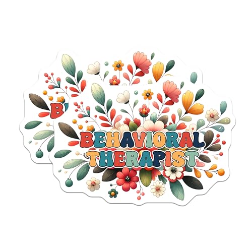 (2 Pack) Behavioral Therapist Magnets - Floral Decorative Magnets - Motivational Therapy Magnets - 5" On Longest Side - for Cars, Refrigerators, Toolboxes, Lockers - Made in USA BMCS3171