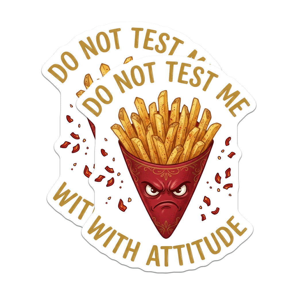 (2 Pack) Do Not Test Me Magnets - Sarcastic French Fry Quote - Funny Food Lover Statement - 5 Inches On Longest Side - Thick Durable Magnet - Made in USA - MAG36489