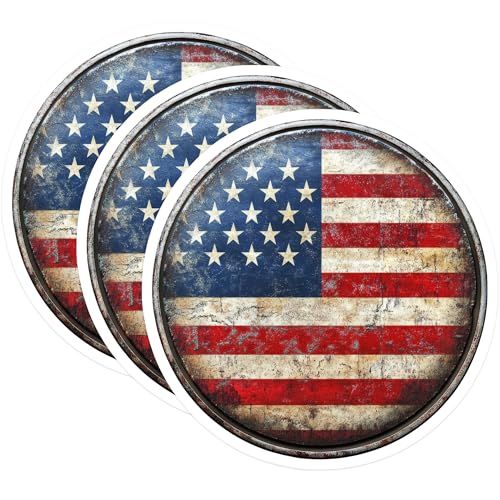 (3 Pack) Betsy Ross Flag Decals - USA Flag Sticker - Distressed American Flags - 3 Inches On Longest Side - Easy Peel & Apply - Made in USA - 3MCS0047