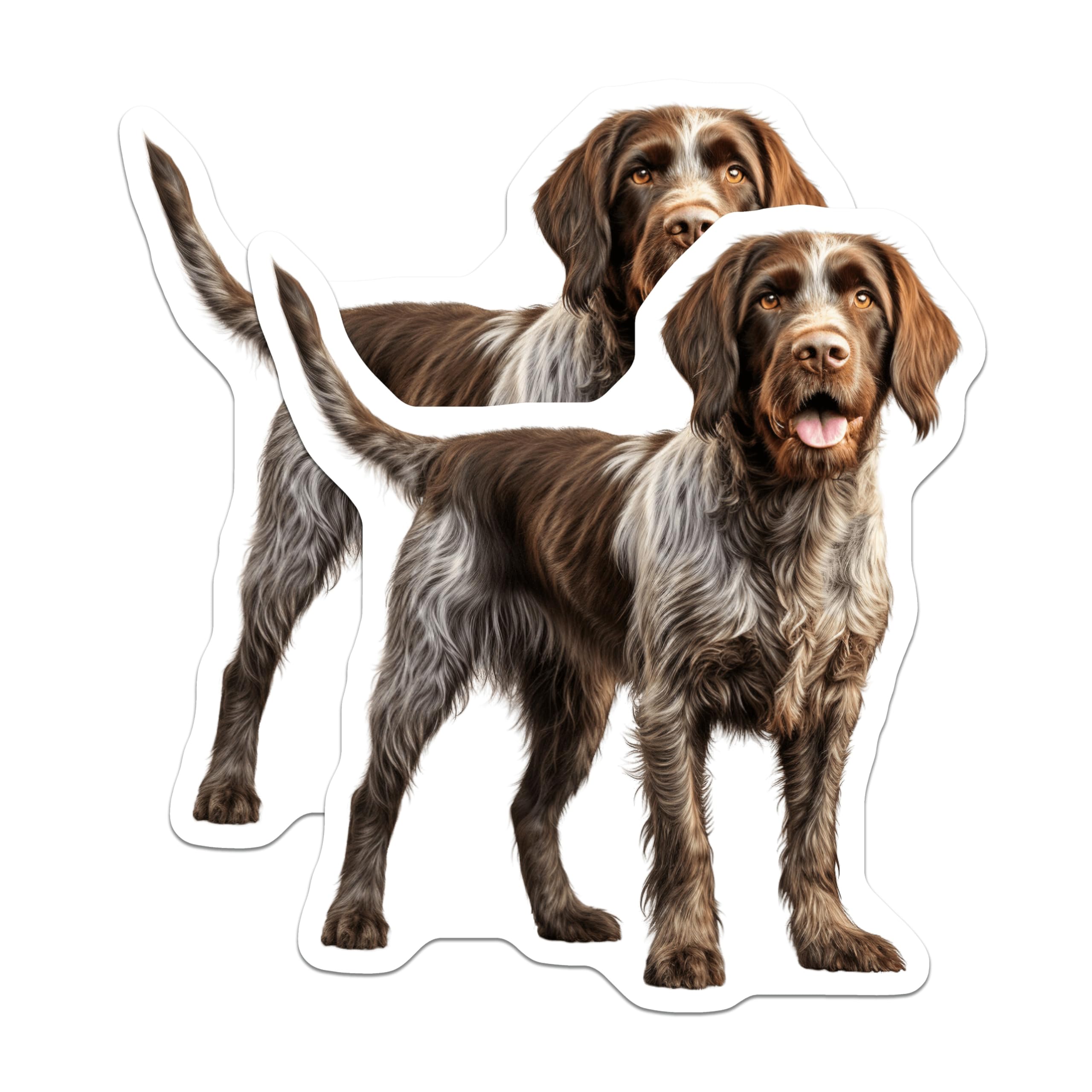 (2 Pack) German Wirehaired Pointer Magnets - GWP Dog Breed Art - Hunting Dog Lover Accents - 5 Inches On Longest Side - Thick Durable Magnet - Made in USA - MAG30138