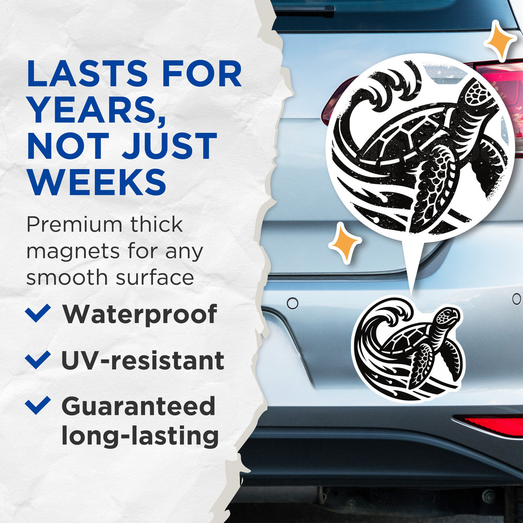 (2 Pack) Sea Turtle Ocean Wave Magnets - Coastal Refrigerator Decor - Marine Animal Art Locker - 5 Inches On Longest Side - Thick Durable Magnet - Made in USA - MAG39132
