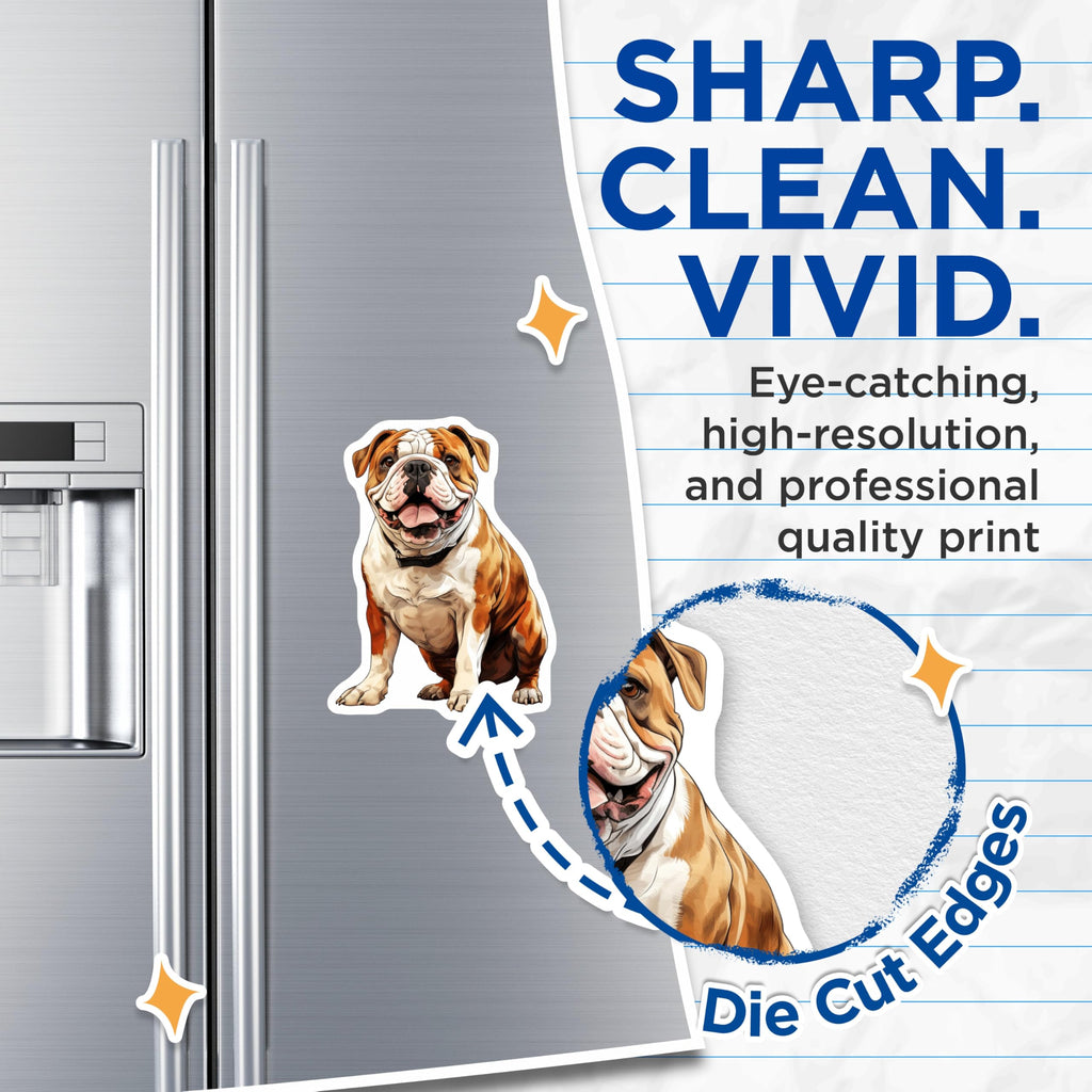 (2 Pack) Happy Bulldog Magnets - Dog Lover Kitchen Accessories - Breed Specific Decor - 5 Inches On Longest Side - Thick Durable Magnet - Made in USA - MAG26212