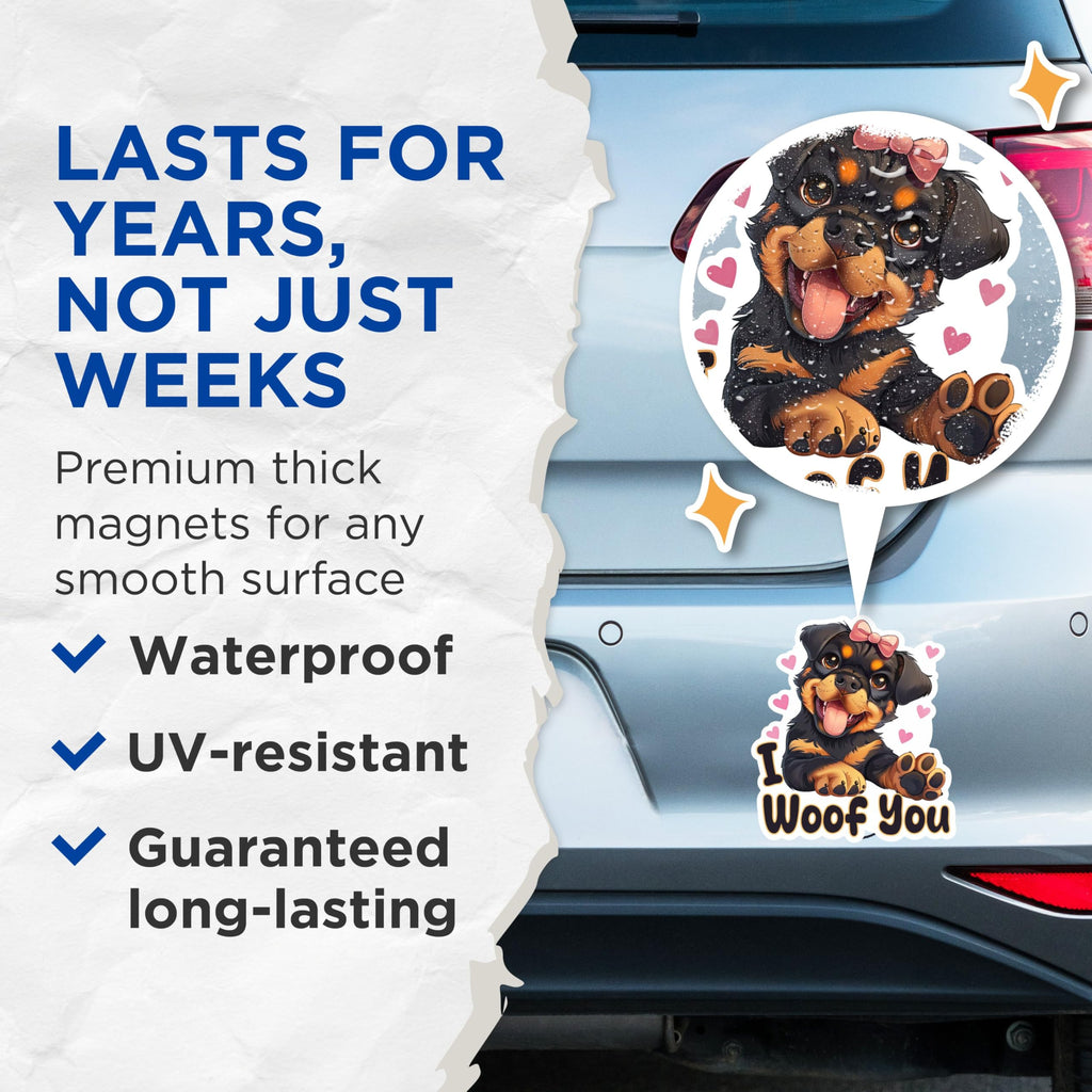(2 Packs) I Woof You Cute German Shepherd Magnets - German Shepherd Dog Mom Dad Magnets - 5 Inches On Longest Side - Premium Magnet - for Fridges, Toolboxes, Cars - Made in USA - MAG2340