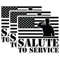 (3 Pack) Military Decals - Salute to Service - American Flag Decals - 3 Inches On Longest Side - Easy Peel & Apply - Made in USA - 3MCS4060