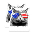 (2 Pack) Patriotic Cat Magnets - USA Flag Sunglasses Kitty Decor - 4th of July Animal Lover Display - 5 Inches On Longest Side - Thick Durable Magnet - Made in USA - MAG26326