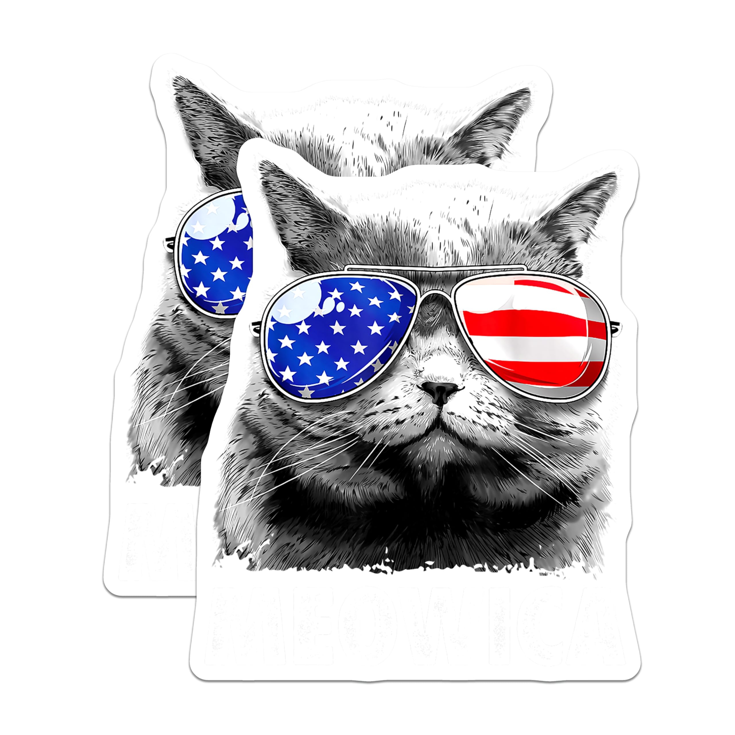 (2 Pack) Patriotic Cat Magnets - USA Flag Sunglasses Kitty Decor - 4th of July Animal Lover Display - 5 Inches On Longest Side - Thick Durable Magnet - Made in USA - MAG26326