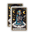 (2 Pack) Drama Queen Magnets - Skeleton Tarot Card Art - Funny Witchy Celestial Decor - 5 Inches On Longest Side - Thick Durable Magnet - Made in USA - MAG26497