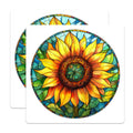 (2 Pack) Stained Glass Sunflower Magnets - Nature Art Decor - Boho Floral Kitchen Fridge - 5 Inches On Longest Side - Thick Durable Magnet - Made in USA - MAG26903