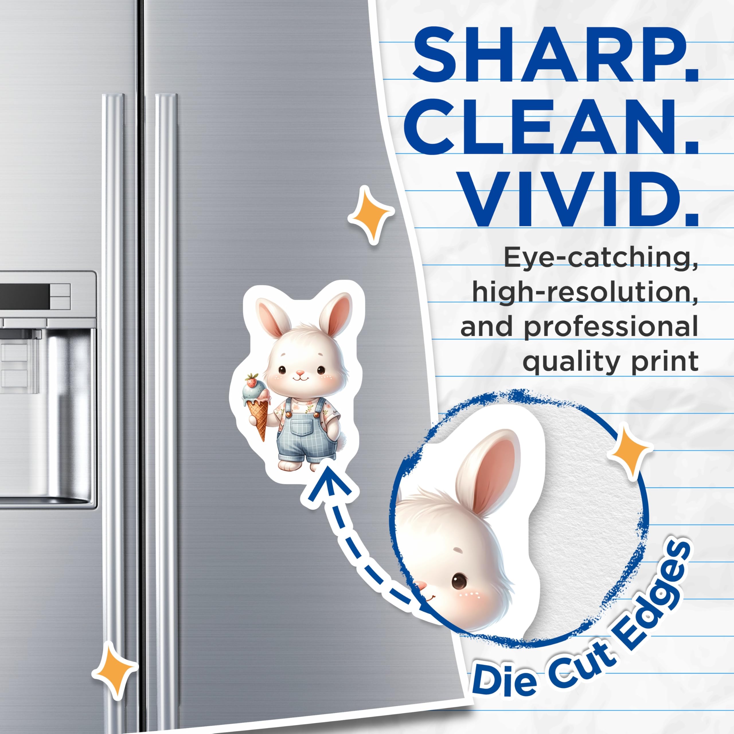 (2 Pack) Adorable Bunny Magnets - Sweet Ice Cream Rabbit Decor - Kawaii Kitchen Refrigerator Locker Appliance Accessory - 5 Inches On Longest Side - Thick Durable Magnet - Made in USA - MAG20784