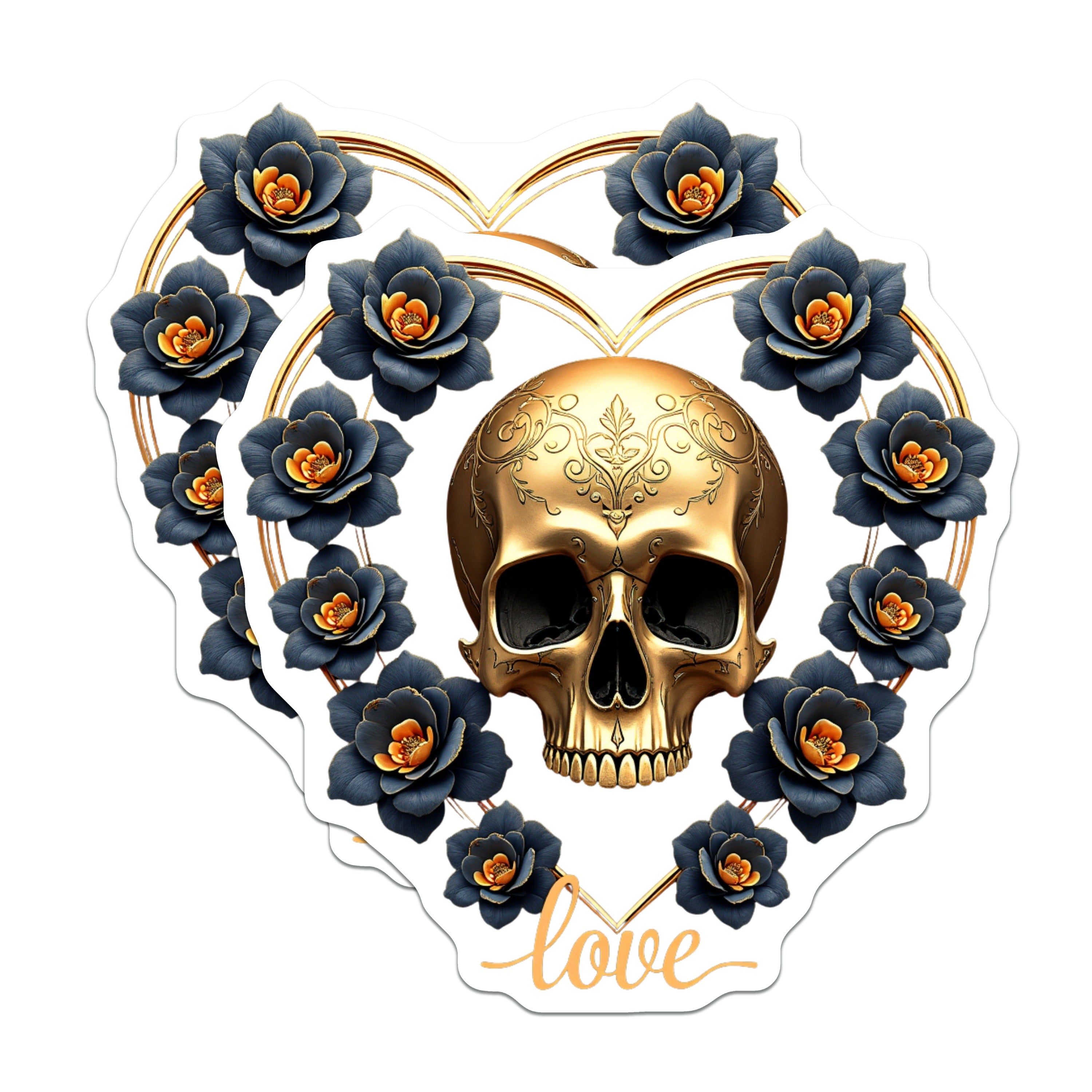 (2 Pack) Gold Skull Magnets - Gothic Decor Alt Aesthetic - Dark Romance Valentine Unique Fridge Magnets - 5 Inches On Longest Side - Thick Durable Magnet - Made in USA - MAG39277