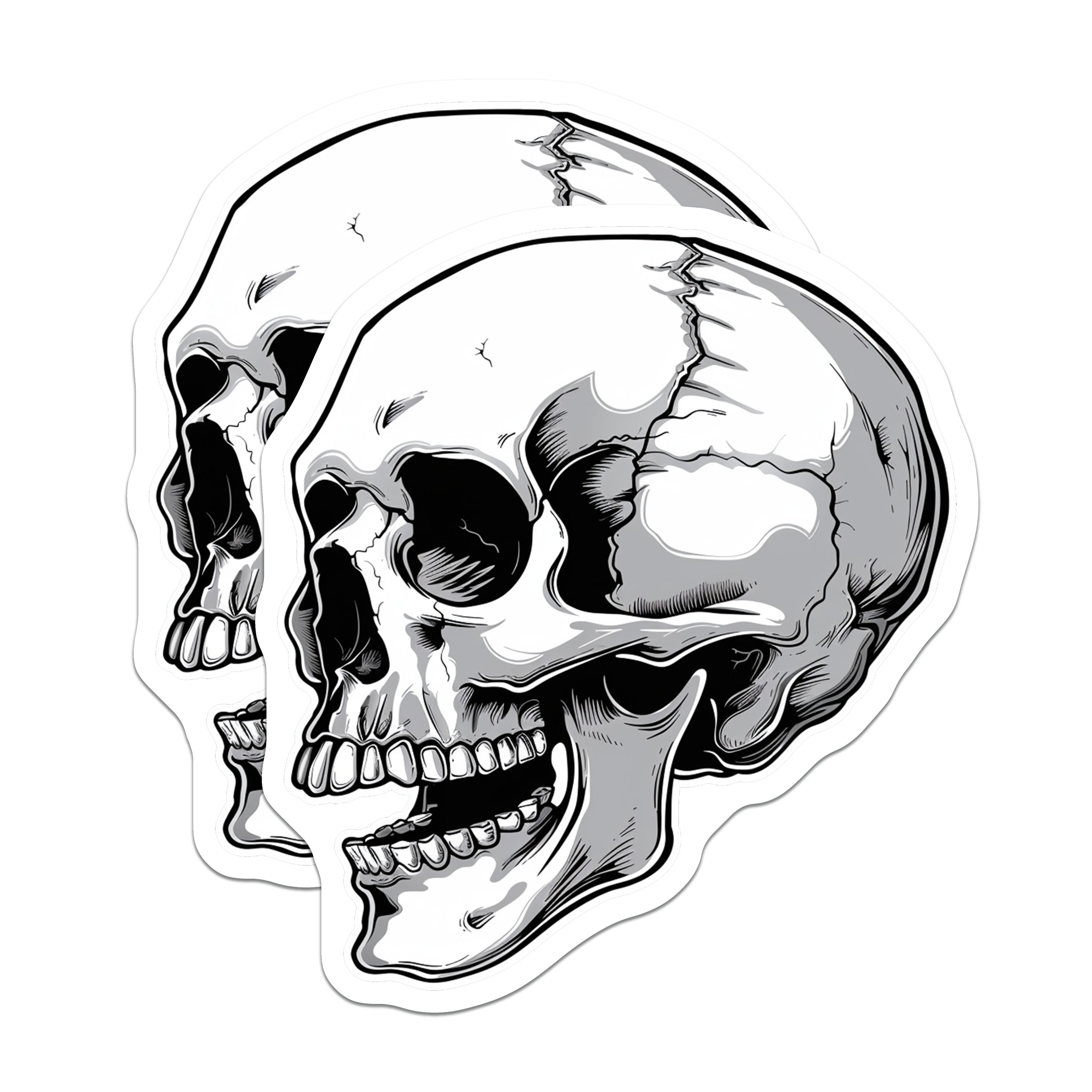 (2 Pack) Skull Magnets - Gothic Fridge Decor - Halloween Kitchen Accent - Edgy Art Accessory - Rebel Locker Label - 5 Inches On Longest Side - Thick Durable Magnet - Made in USA - MAG38767