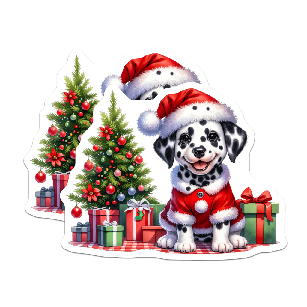 (2 Pack) Dalmatian Puppy Magnets - Christmas Dog Decor - Holiday Refrigerator Art - 5 Inches On Longest Side - Thick Durable Magnet - Made in USA - MAG26812