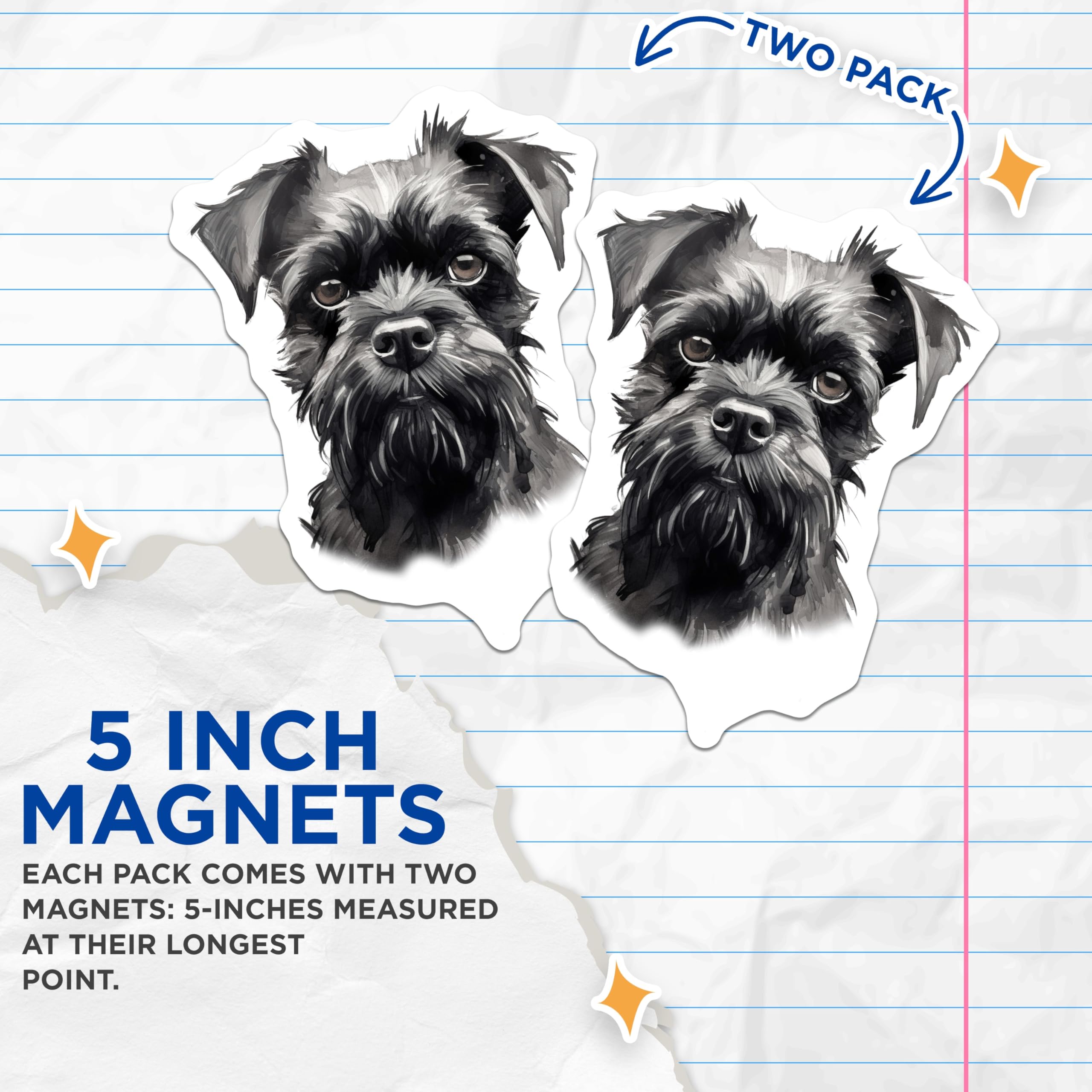 (2 Pack) Black Schnauzer Magnets - Dog Lover Fridge Decor - Pet Owner Kitchen Art - Schnauzer Mom Dad Decor - 5 Inches On Longest Side - Thick Durable Magnet - Made in USA - MAG29244
