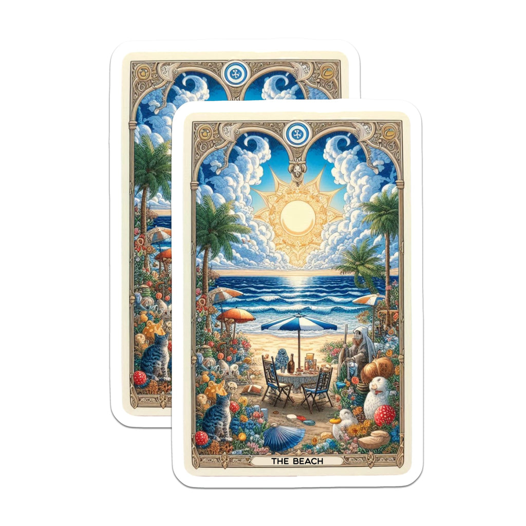 (2 Pack) Beach Scene Magnets - Tropical Beach Artwork - Ocean Vacation Illustration - 5" On Longest Side - Premium Magnet - for Cars, Refrigerators, Toolboxes, Lockers - Made in USA - MAG15671