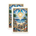 (2 Pack) Beach Scene Magnets - Tropical Beach Artwork - Ocean Vacation Illustration - 5" On Longest Side - Premium Magnet - for Cars, Refrigerators, Toolboxes, Lockers - Made in USA - MAG15671