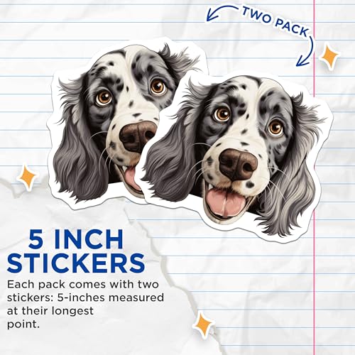 (2 Pack) Dog Stickers - Adorable Pet Stickers - Animal Lover Stickers - 5" On Longest Side - Sticks to Smooth Flat Surfaces - Made in USA - BMCS9976